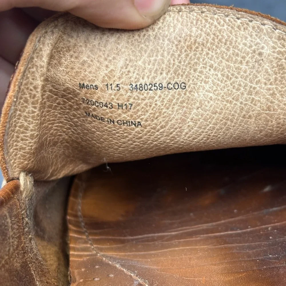 Frye Lewis Venetian Cognac Brown Leather Driving Loafers Mens 11.5 3480259-COG